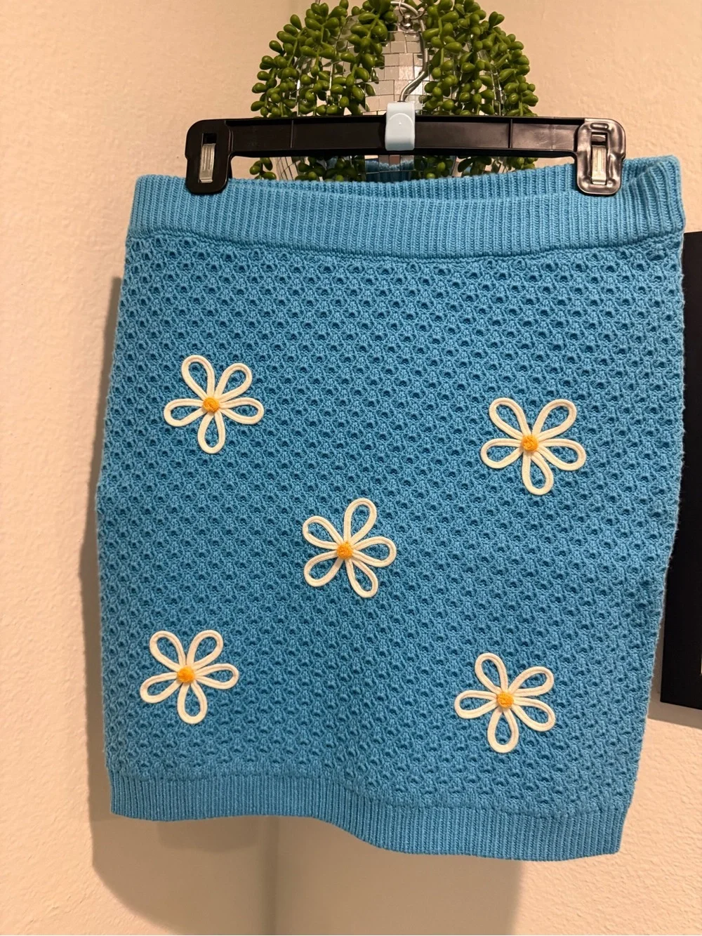 Blue Daisy Crochet Crop Tank & Skirt Set